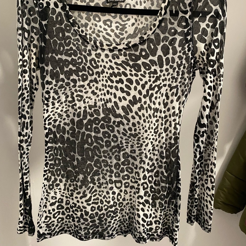 Express Monochrome Animal Print Long Sleeve Top